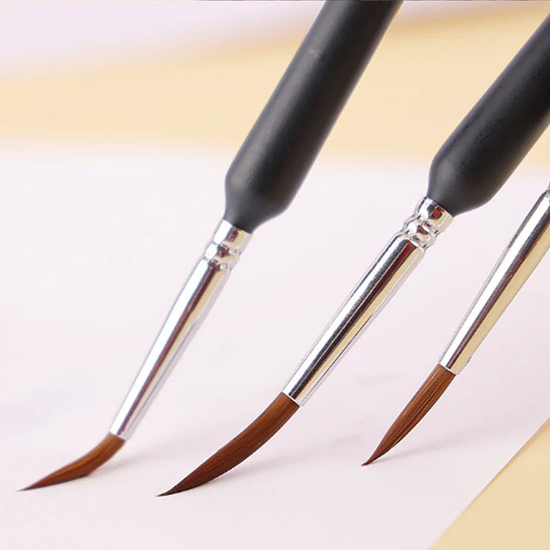 11Pcs Fine Soft Wolf Hair Paint Brushes Set for Watercolor, Oil & Nail Art