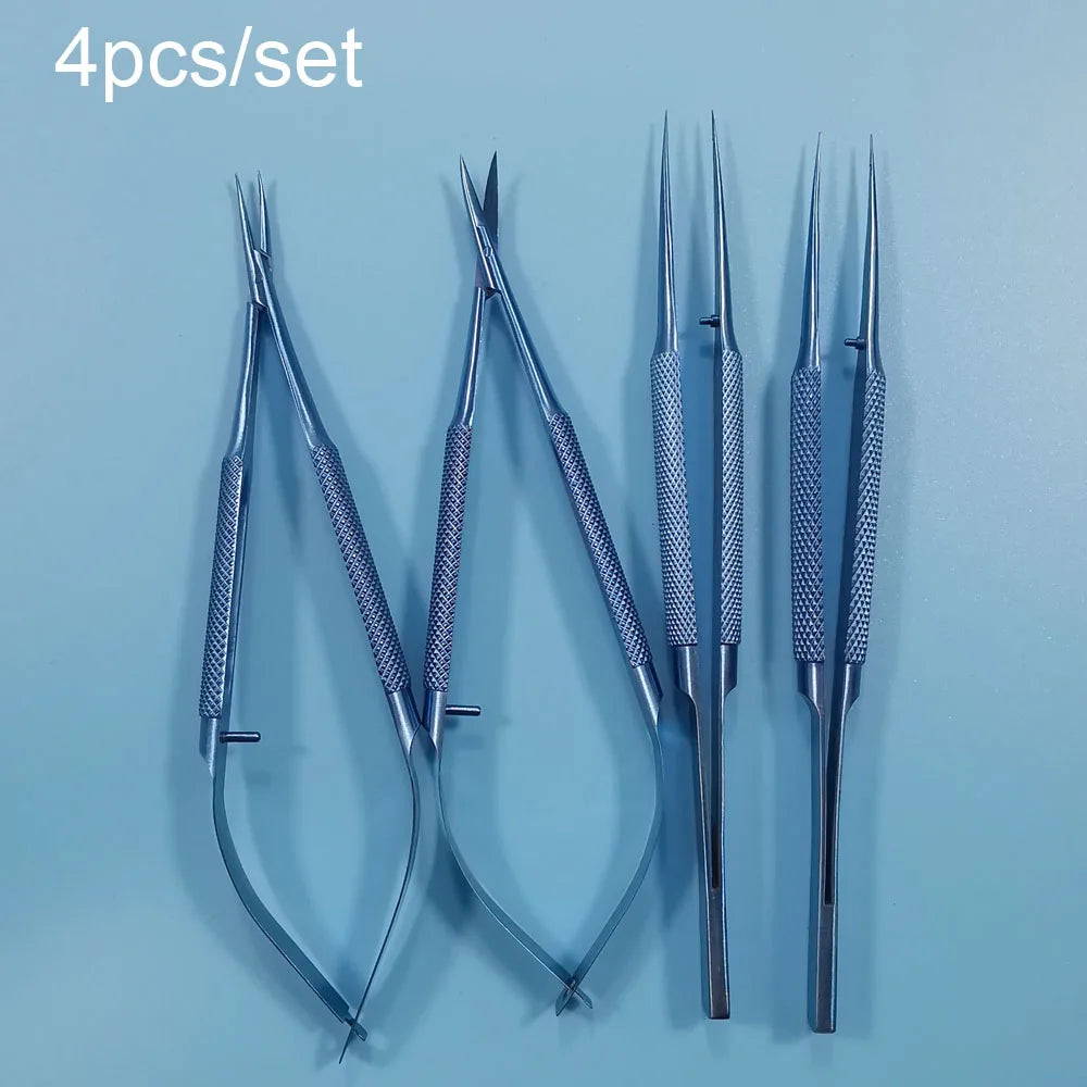 Titanium Ophthalmic Surgical Instruments Set with Needle Holder Scissors Tweezers