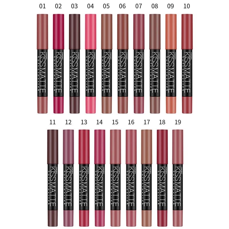 19 Colors Matte Lip Liner Set Waterproof Long-lasting Lip Pencil Makeup Tool