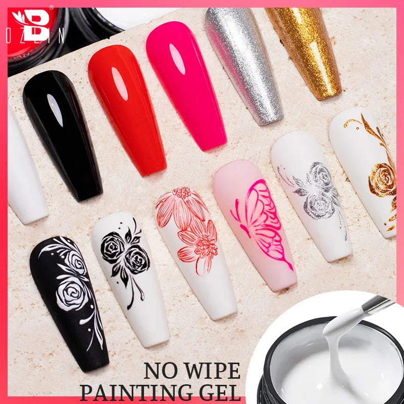 4-in-1 No Wipe Nail Art Gel Varnish Set - Multi-Color UV Gel Top Coat