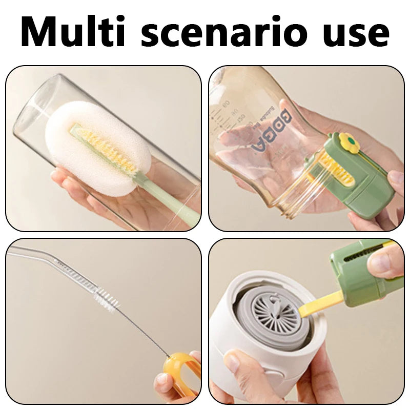 5-in-1 Multifunctional Cleaning Brush Set for Bottles Cups and Straws Household Kitchen Tools