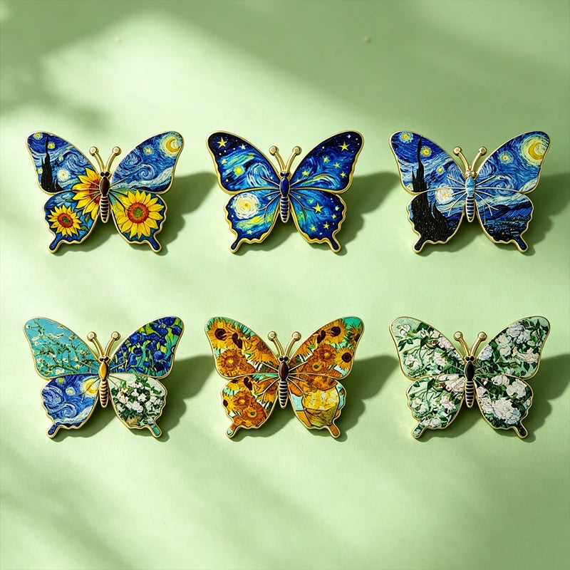 6-Pack Big Flower Butterfly Brooches for Women's Clothing Accessories