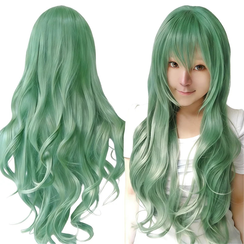 Synthetic Curly Anime Cosplay Wig with Adjustable Cap - Multiple Colors