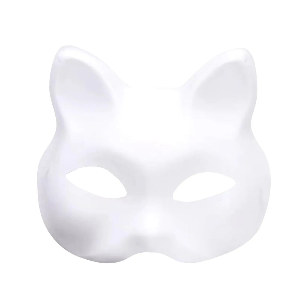 White Plastic Cat Mask for Role-Playing and Costume Parties, DIY Mask