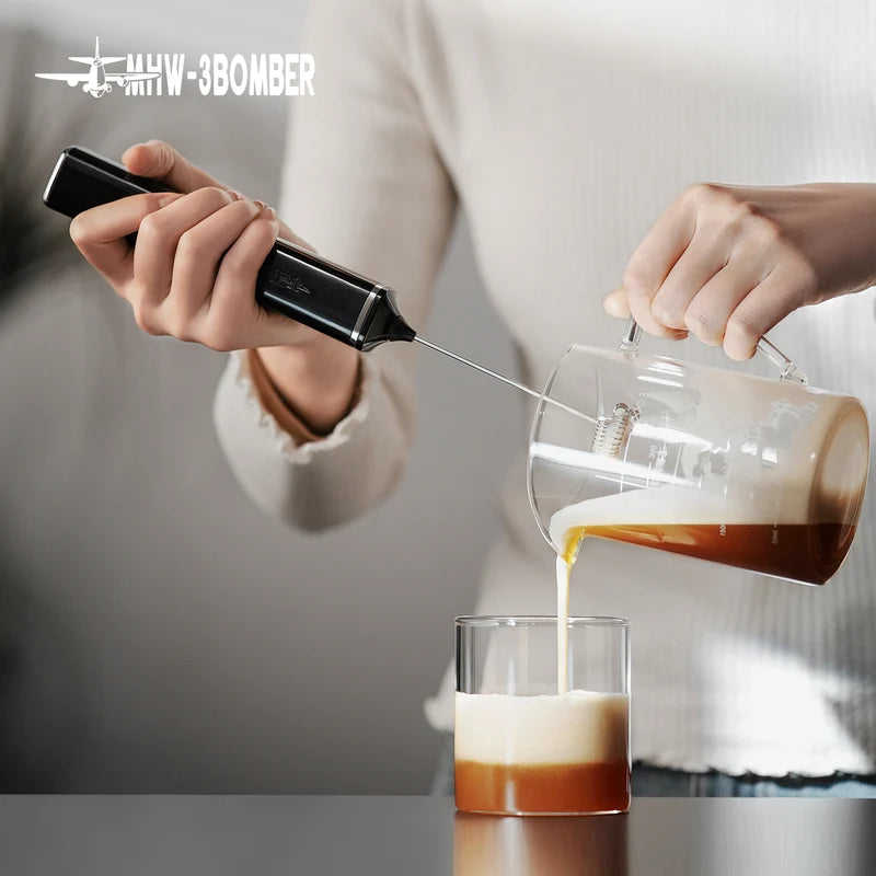 Electric Milk Frother Handheld Coffee Foam Maker Dual Whisk Heads Rechargeable