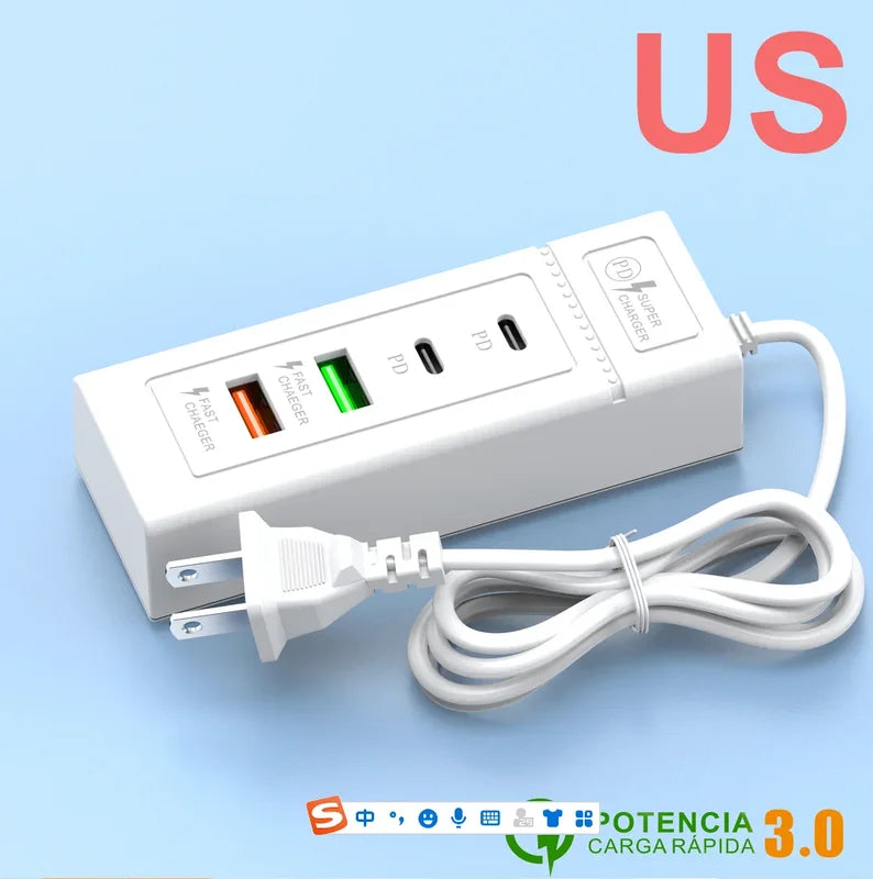 4 Ports USB C Wall Charger Fast Charging Power Adapter for Smartphones