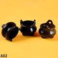 Halloween Miniature Witch Hats Set - Resin Cauldron Props for Party & Decor