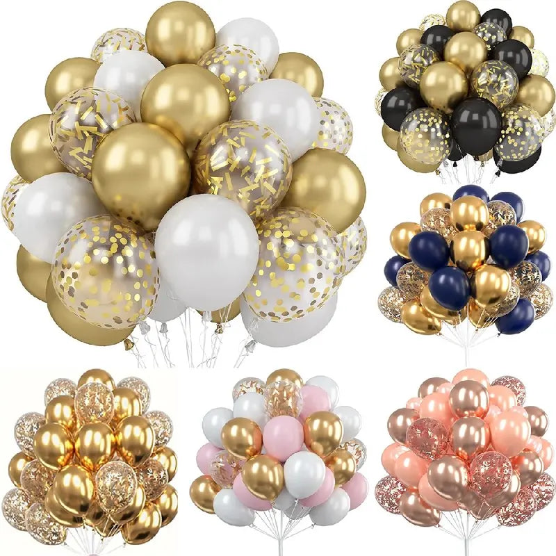 30-Pack Multicolor Latex Balloons for Birthdays and Weddings – Gold, Iridescent, Ruby, Emerald & More