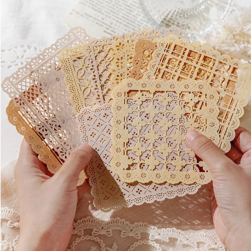 10 Pcs Handmade Lace Paper for Scrapbooking and Art Journals - Craft Supplies