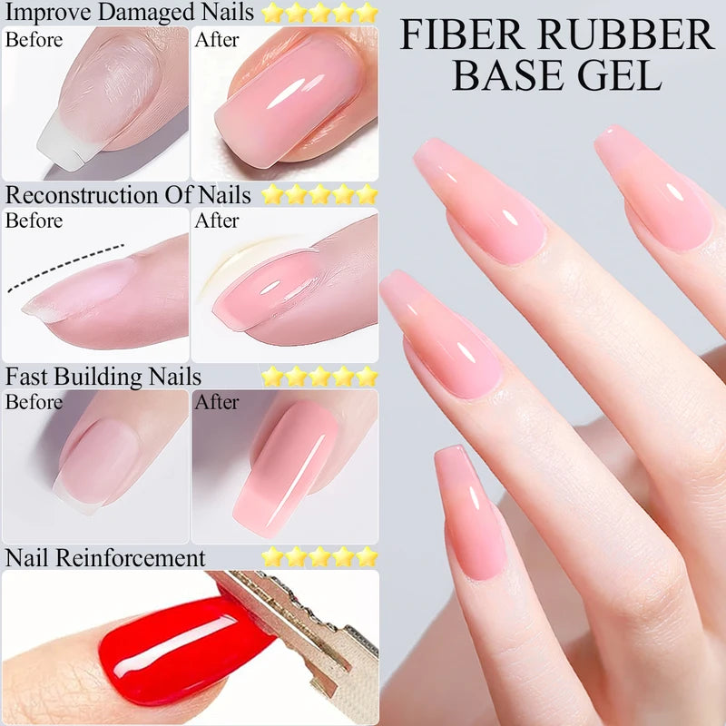 15ml Clear Fiber Base Gel Nail Polish - Quick-Setting for UV & LED Lamps