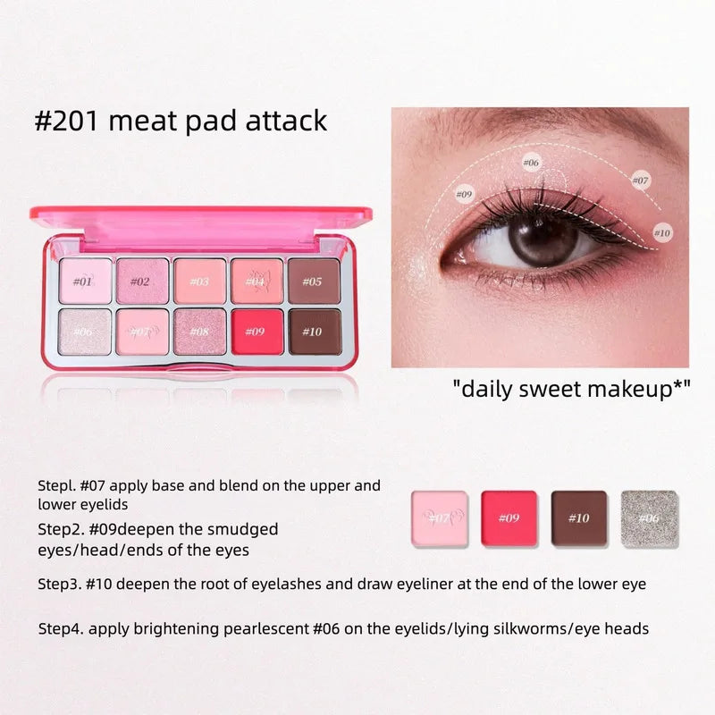 Colorful Eyeshadow Palette with Sparkling Pearl & Matte Finishes - Multiple Shades