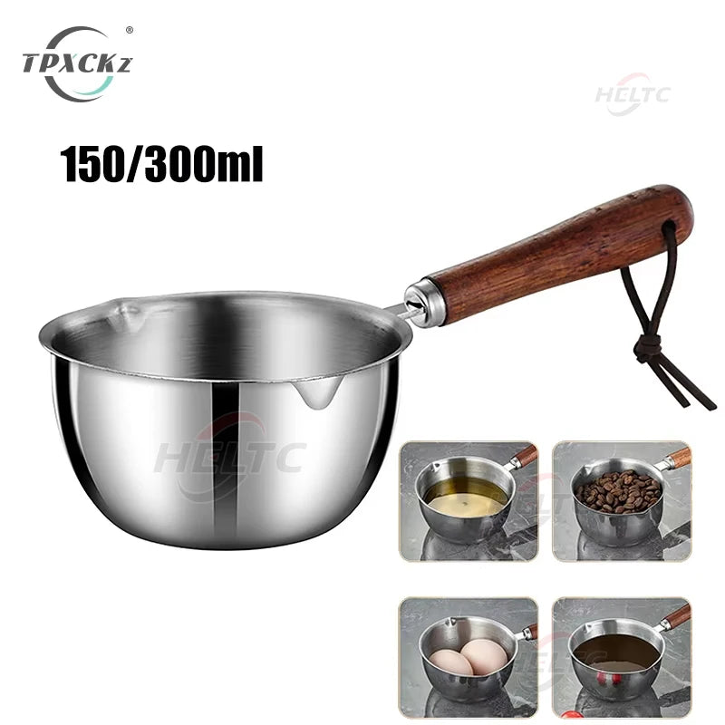 Stainless Steel Wax Melting Pot with Wooden Handle for Candle, Soap, Chocolate, and Hot Beverages