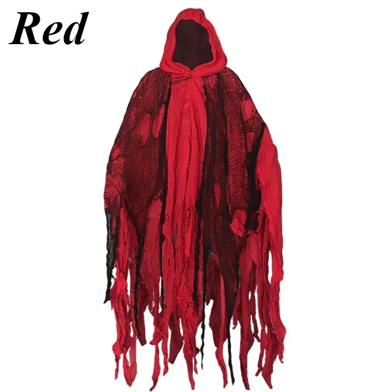 Halloween Ghost Cloak Costume Tattered Hooded Capes for Horror Parties