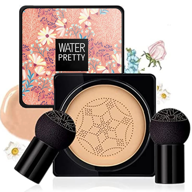 Air Cushion CC Cream Foundation with Mushroom Puff - Long Lasting Moisturizing Face Makeup