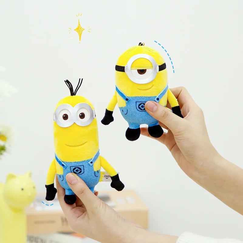 Anime Minions Plush Dolls Keychains - Cute Stuffed Animal Bag Charms for Kids