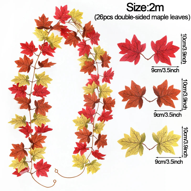 Thanksgiving Fall Maple Vine Garland Artificial Autumn Foliage Decor