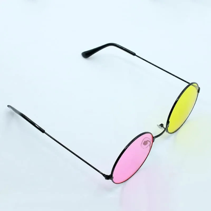 Anime Cosplay Glasses - Yellow Pink Round Frame Sunglasses for Halloween & Costume