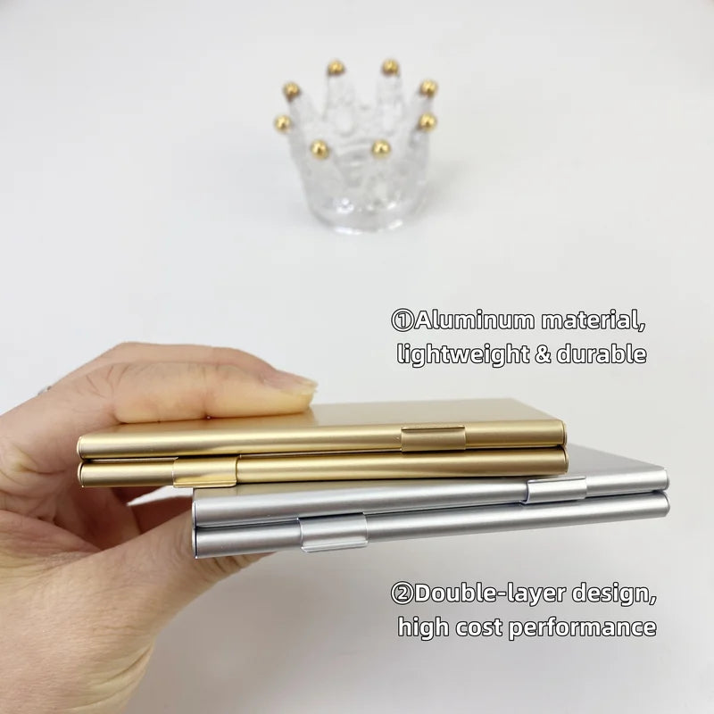 Ultra-Thin Aluminum Magnetic Dual-Layer Makeup Storage Case Refillable Compact
