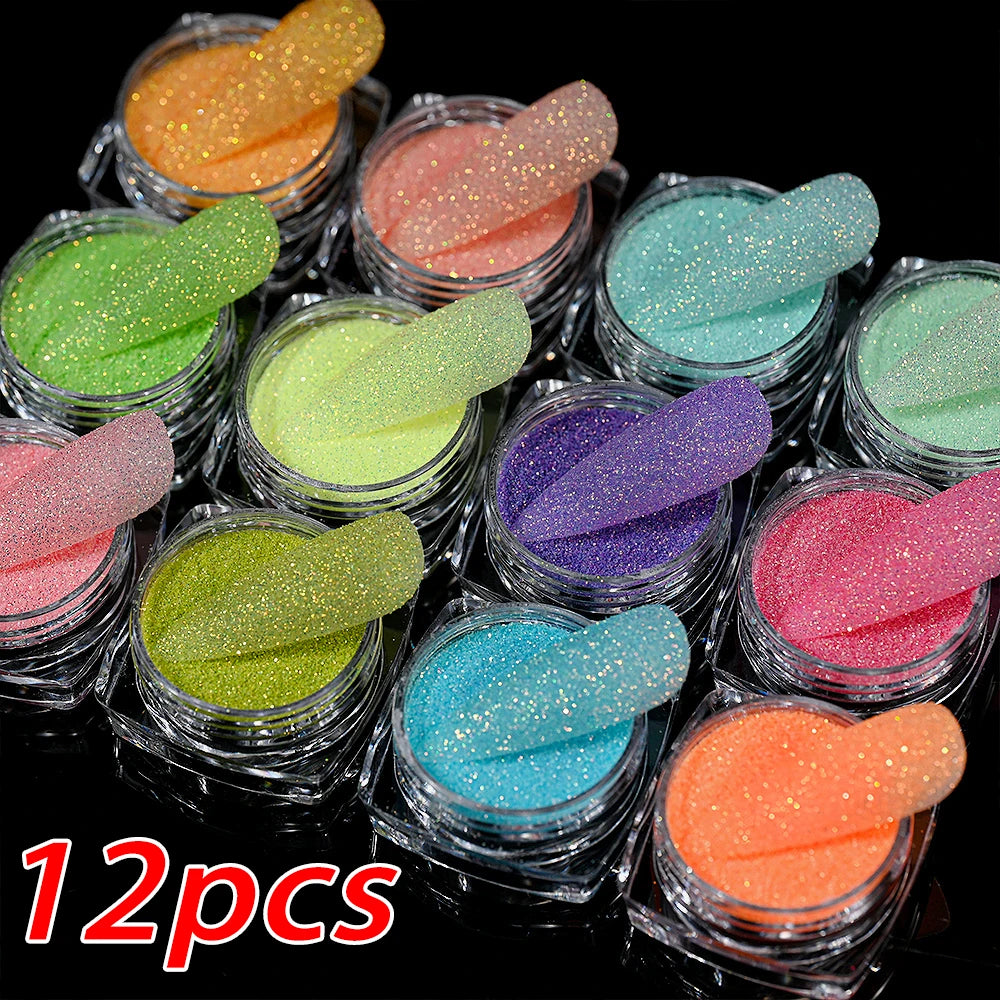 24pcs Nail Glitter Powder Set - Holographic Fine Sugar Chrome Pigment for Gel Polish & Manicure