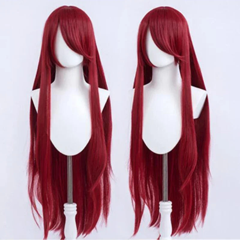 Long Wine Red Anime Wigs 100cm Uzumaki Kushina Synthetic Heat-Resistant Hair Wig