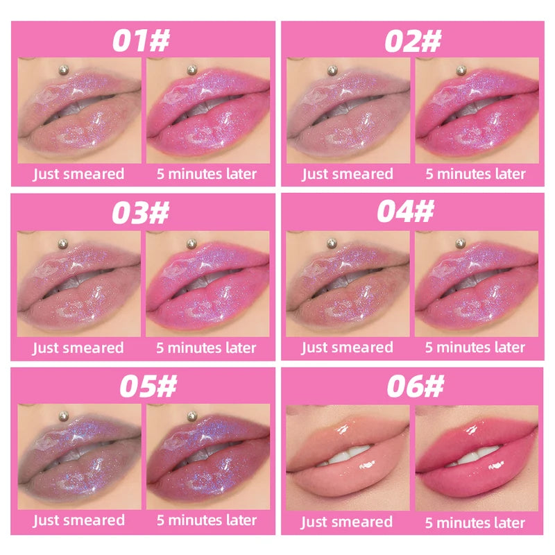Color Changing Lip Oil Moisturizing Lip Gloss with Glitter Shine - Multiple Colors
