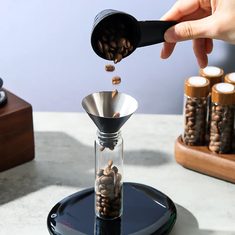 Coffee Bean Storage Containers Glass Tube Set with Wooden Stand - Sealing, Airtight, 12 Pcs