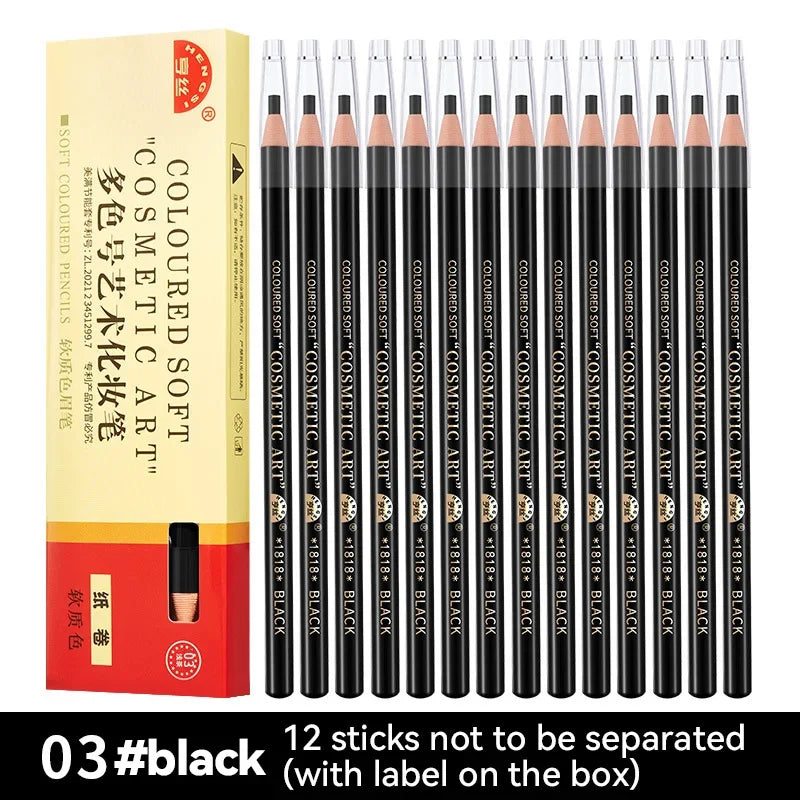 12-Pack Waterproof Eyebrow Pencils for Women - Natural & Bold Looks