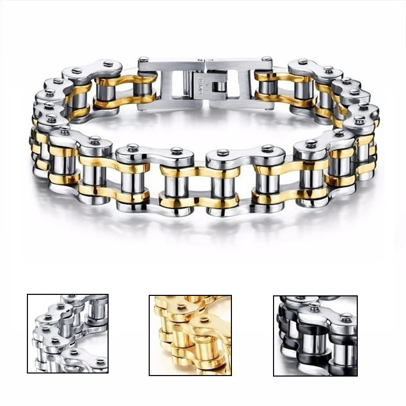 Men's Stainless Steel Biker Chain Bracelet Link Motorcycle Jewelry