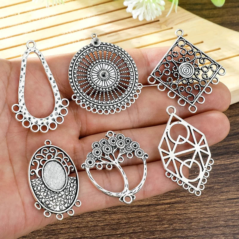 Round Hollow Geometric Connector Charms for Jewelry Making - 5 Pieces