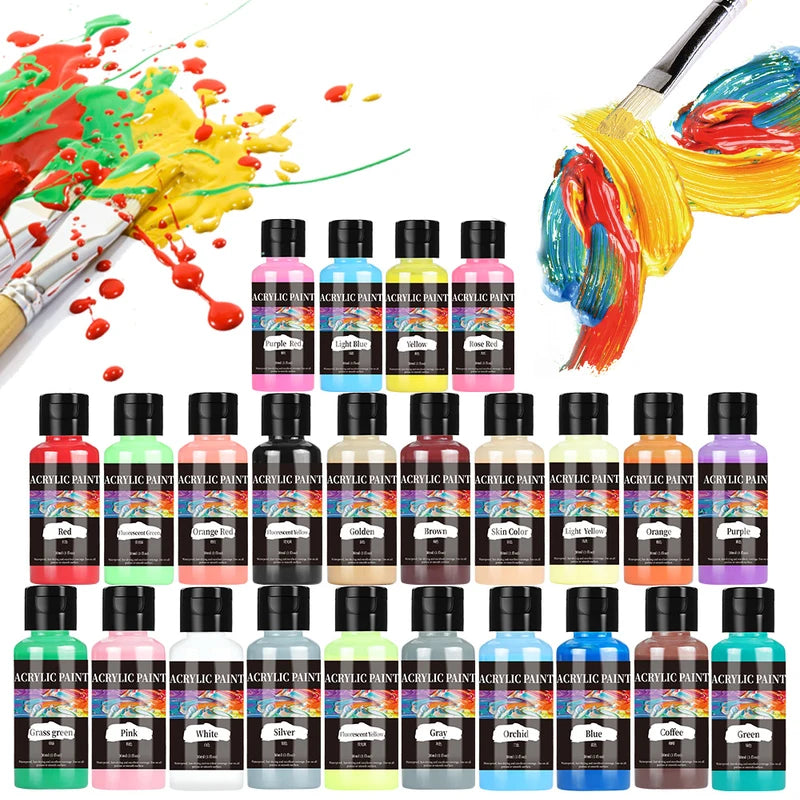 Acrylic Paint Set for Leather & Crafts - 24 Colors, Waterproof & Durable