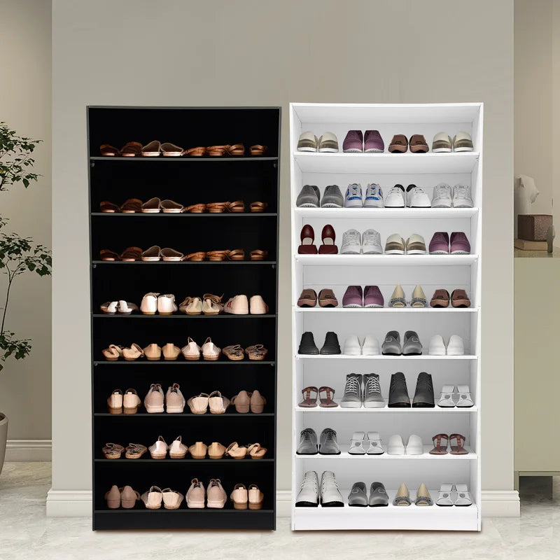 80cm Shoe Organizer with 8 Tiers - White or Black Storage Cabinet for Shoes