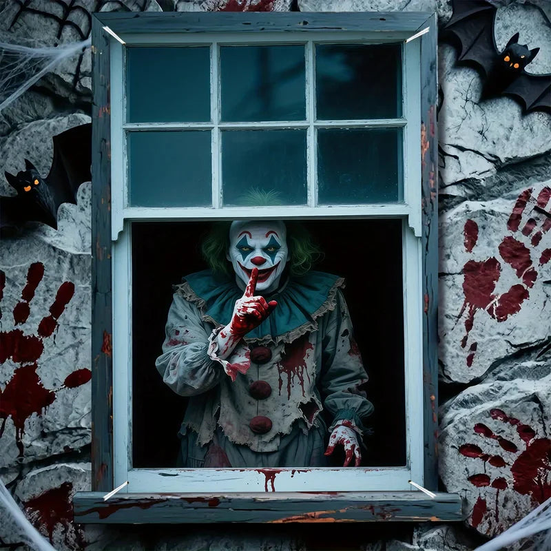 Halloween Horror Clown Blood Banner - Polyester Hanging Party Decoration
