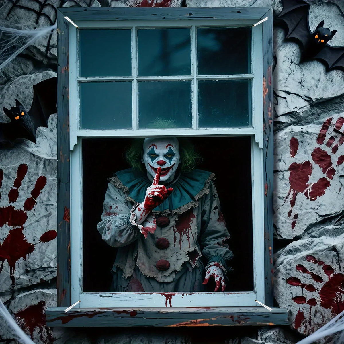 Halloween Horror Clown Blood Banner - Polyester Hanging Party Decoration