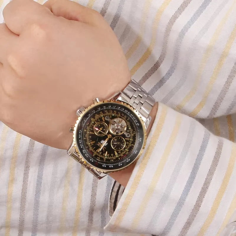 Men's Automatic Mechanical Watch 50mm Multifunctional Waterproof Business Casual