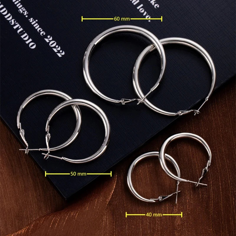 Big Circle Hoop Earrings for Women - Exaggerated C-Shaped Metal Jewelry