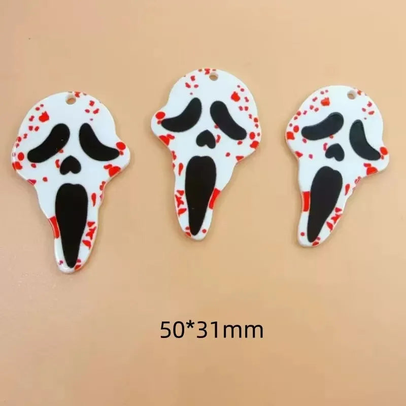 Halloween Ghost Acrylic Charm Pack for Jewelry Making & Keychains - 10 Pcs