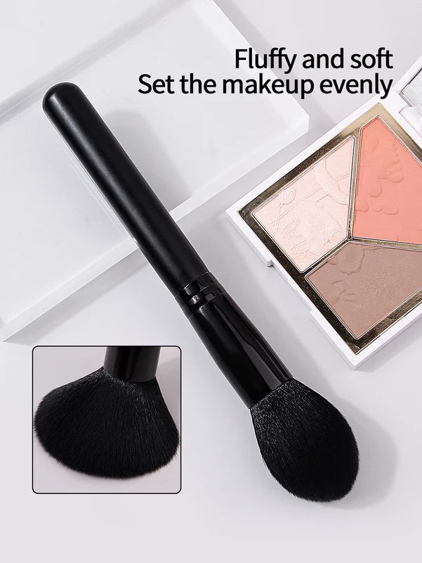 Black Makeup Brush Set - Soft Fluffy Face Powder, Blush & Highlighter Brush
