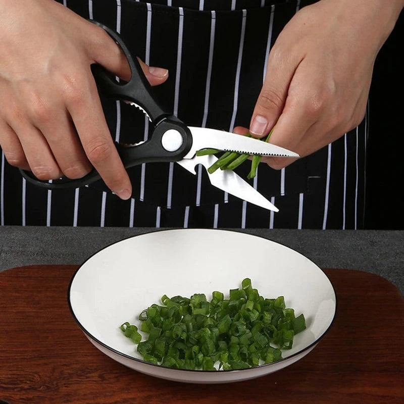 Laser Damascus Pattern Kitchen Utility Chef Knife & Scissors Set - Stainless Steel Sharpener
