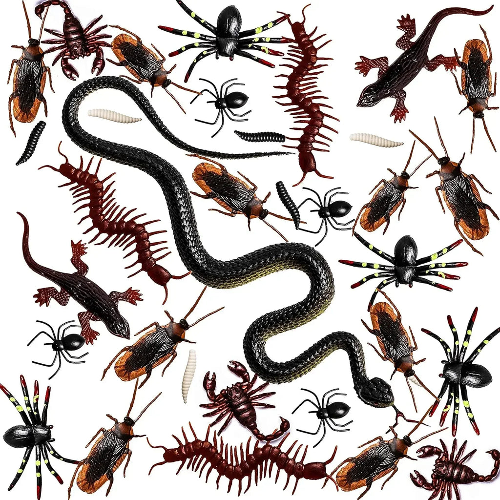 148pcs Halloween Fake Insect Cockroach Spider Bug Set for Haunted House Decorations