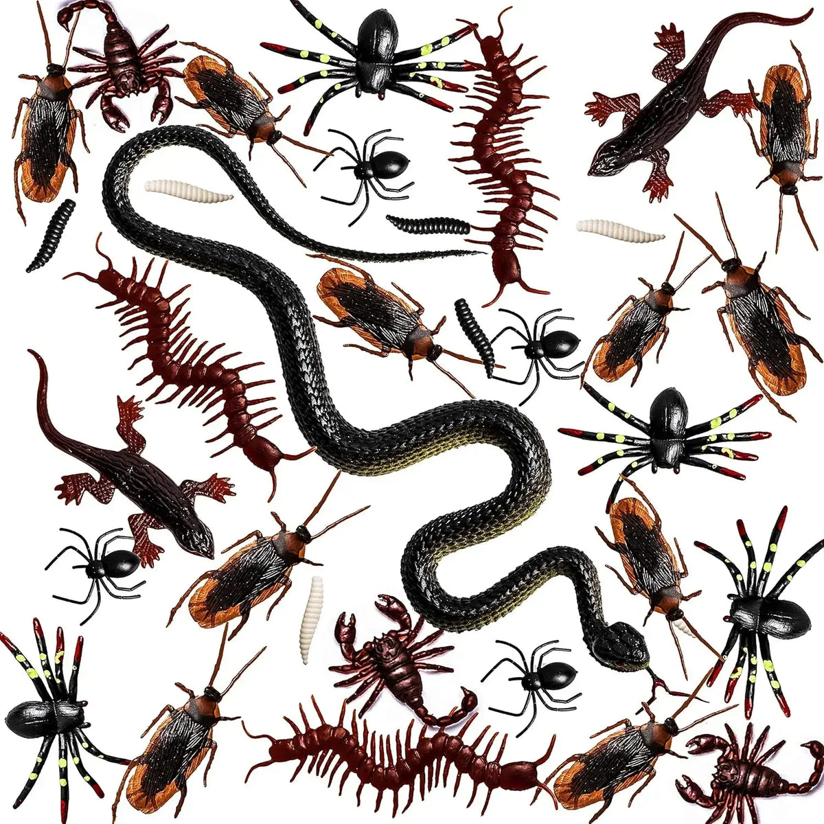 148pcs Halloween Fake Insect Cockroach Spider Bug Set for Haunted House Decorations