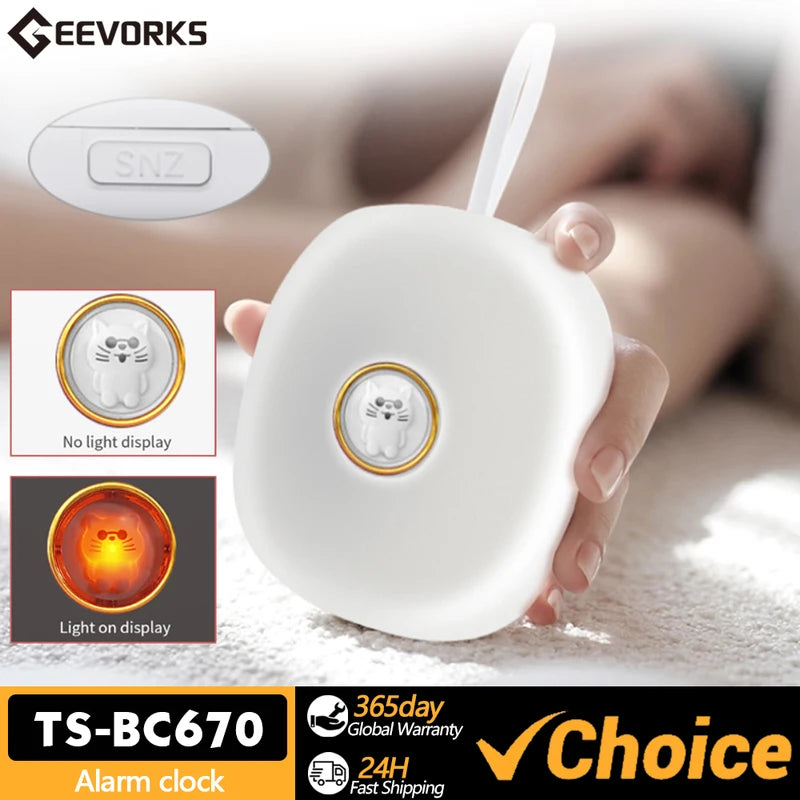 Silent Vibration Alarm Clock with LED Display for Sleep & Travel - Creative Cute Pet Design