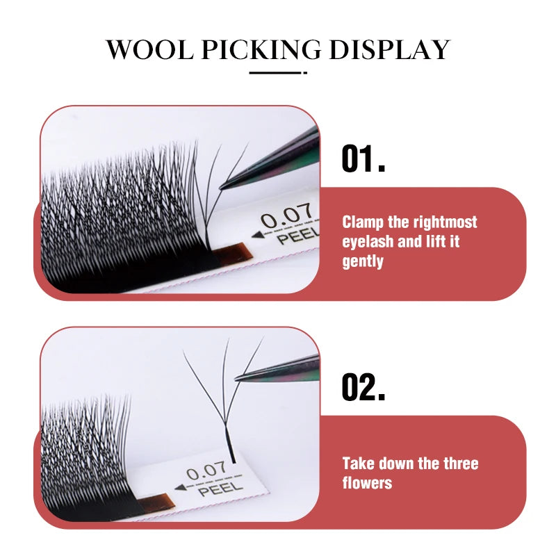 5-Pair Synthetic 3D W-Shape Eyelash Extensions Set - Volume & Length