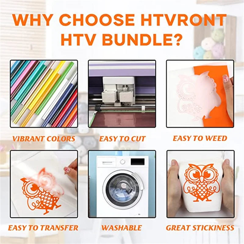 Heat Transfer Vinyl Bundle for T-Shirts - 20/14 Rolls, 12" x 3ft, Vivid Colors