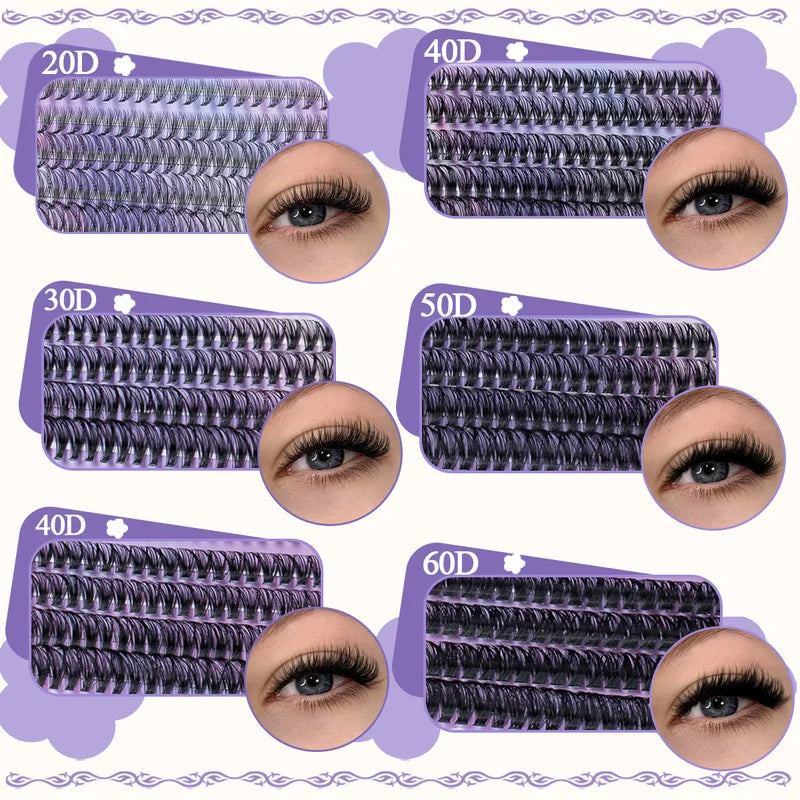 DIY Eyelash Extension Clusters Kit 8-16mm Natural Wispy False Lashes