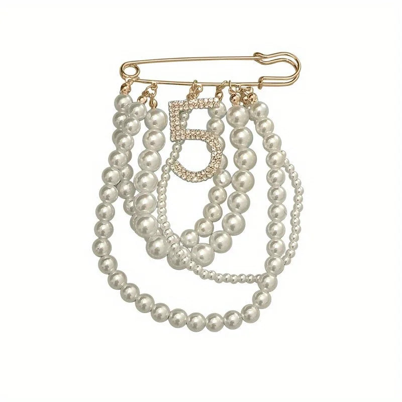 Elegant Pearl Tassel Crystal Brooch for Wedding & Party Accessories
