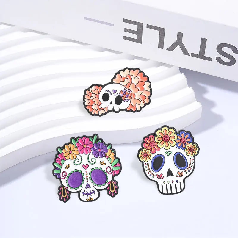 Mexican Day of the Dead Skeleton Calavera Enamel Pin Brooch Jewelry Gift