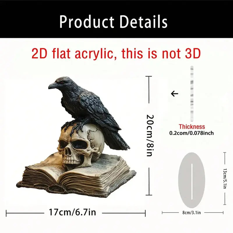 Gothic Crow Skull Acrylic Desktop Decoration Halloween Gift Home Office Decor