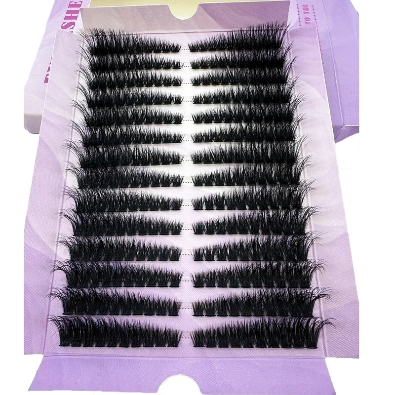 Large Capacity DIY False Eyelash Clusters - Fluffy Volume Cat Eye Lashes 14 Rows