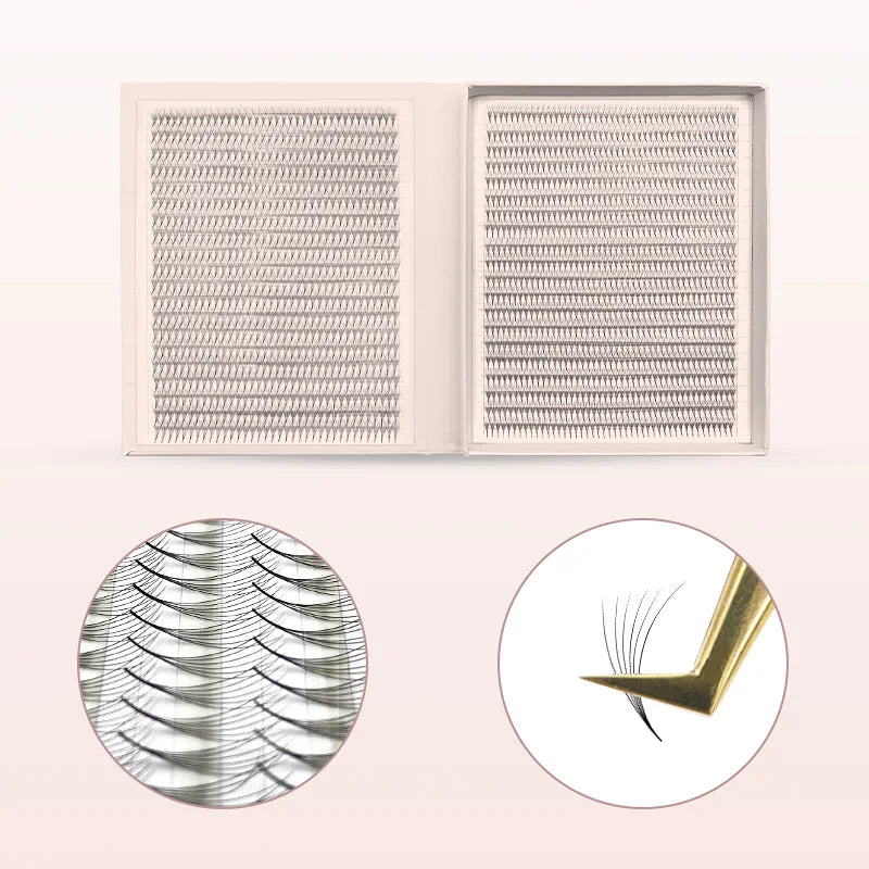 Premade Narrow Volume Eyelash Fans - Ultra Dark, Pointed Base, Long Retention