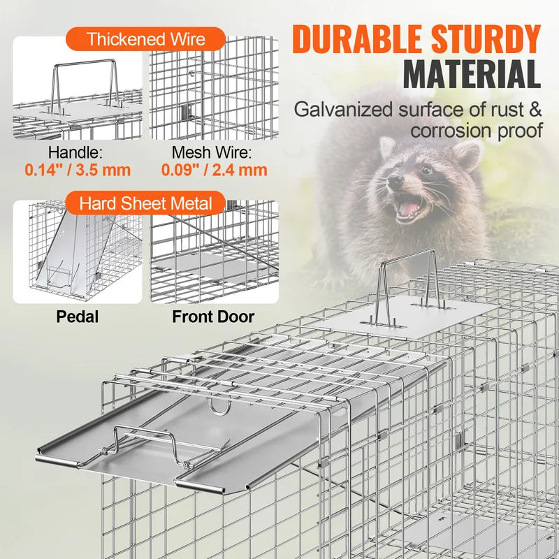 Humane Animal Trap Cage for Cats, Squirrels, Raccoons, and Small Wildlife